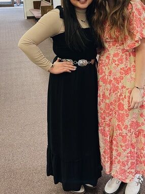 Tie Shoulder Black Maxi Dress